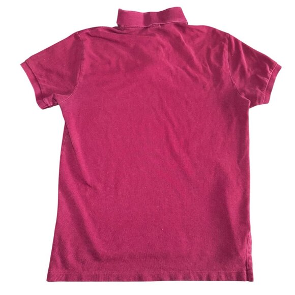 Polo Ralph Lauren Collared Shirt Burgundy Yellow Pony Mens Medium Wine Color - Picture 4 of 7